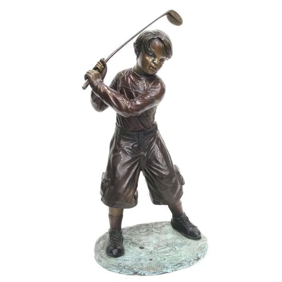 Bronze Boy Playing Golf Statue