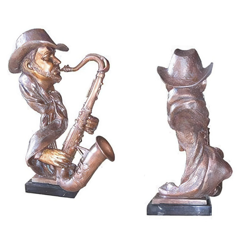 Bronze Saxophone Player Bust