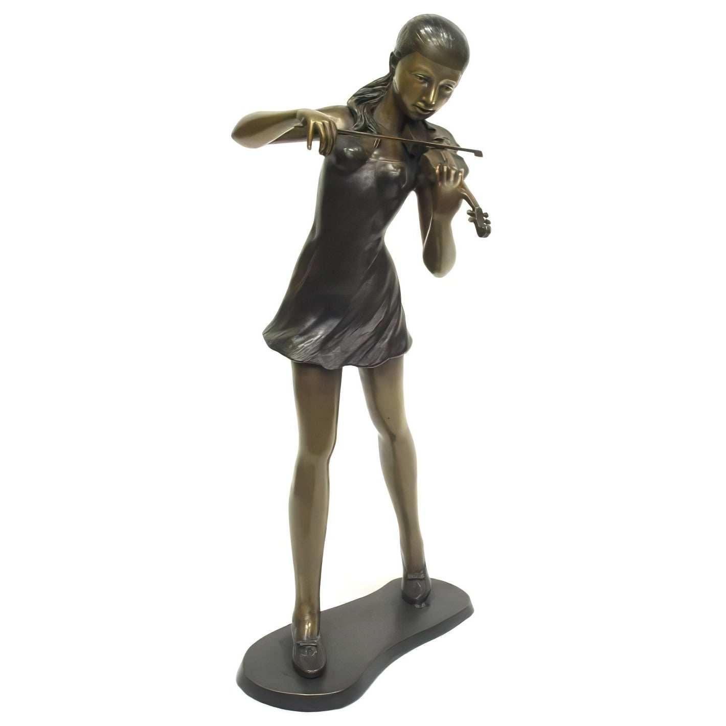 Girl Playing Violin Bronze Statue