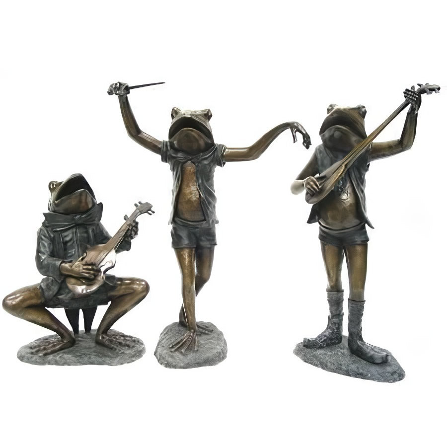 Musical Frog Trio Bronze Statue