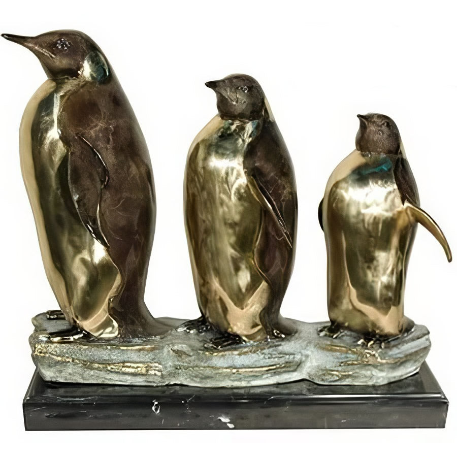 Three Penguins on Base Statue