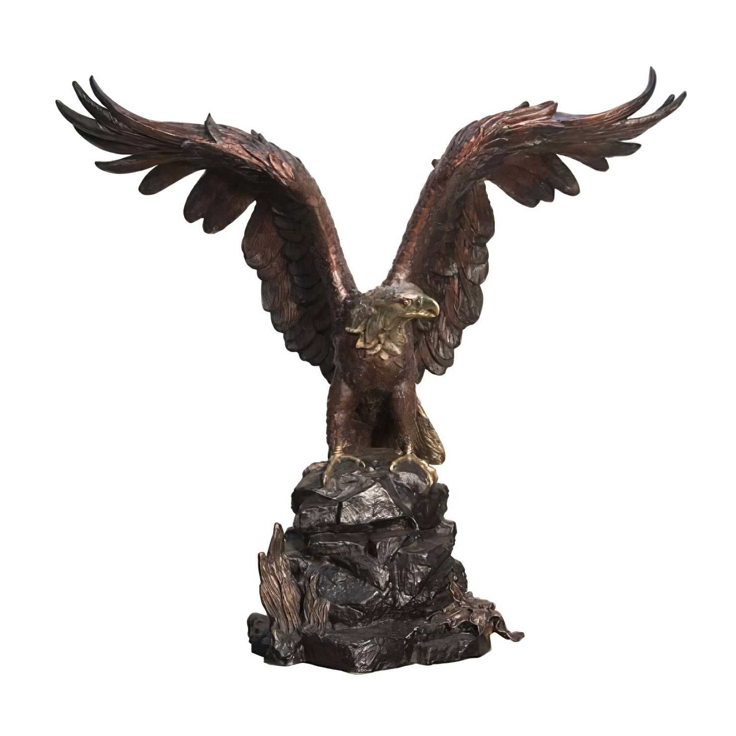 Bronze Majestic Eagle on Rock Statue