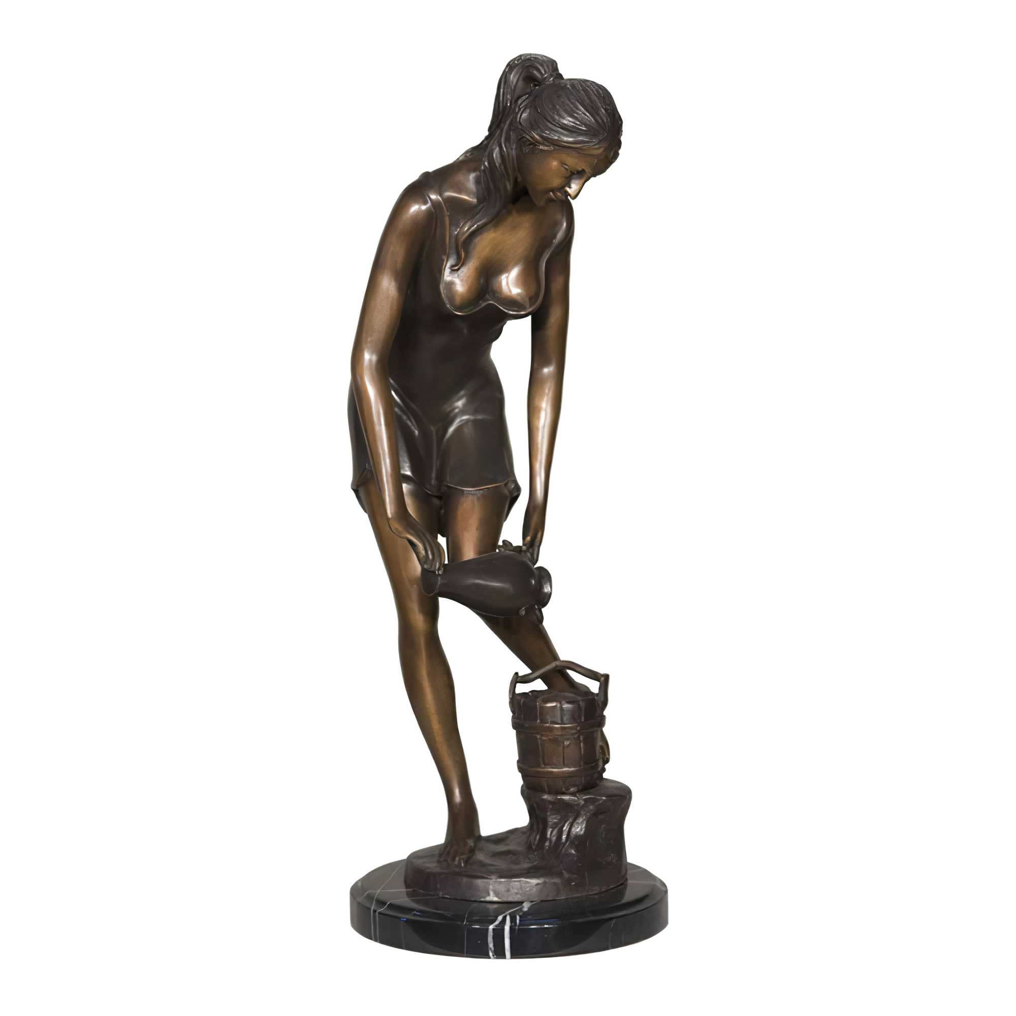 Beautiful Lady With Vase- Bronze Statue