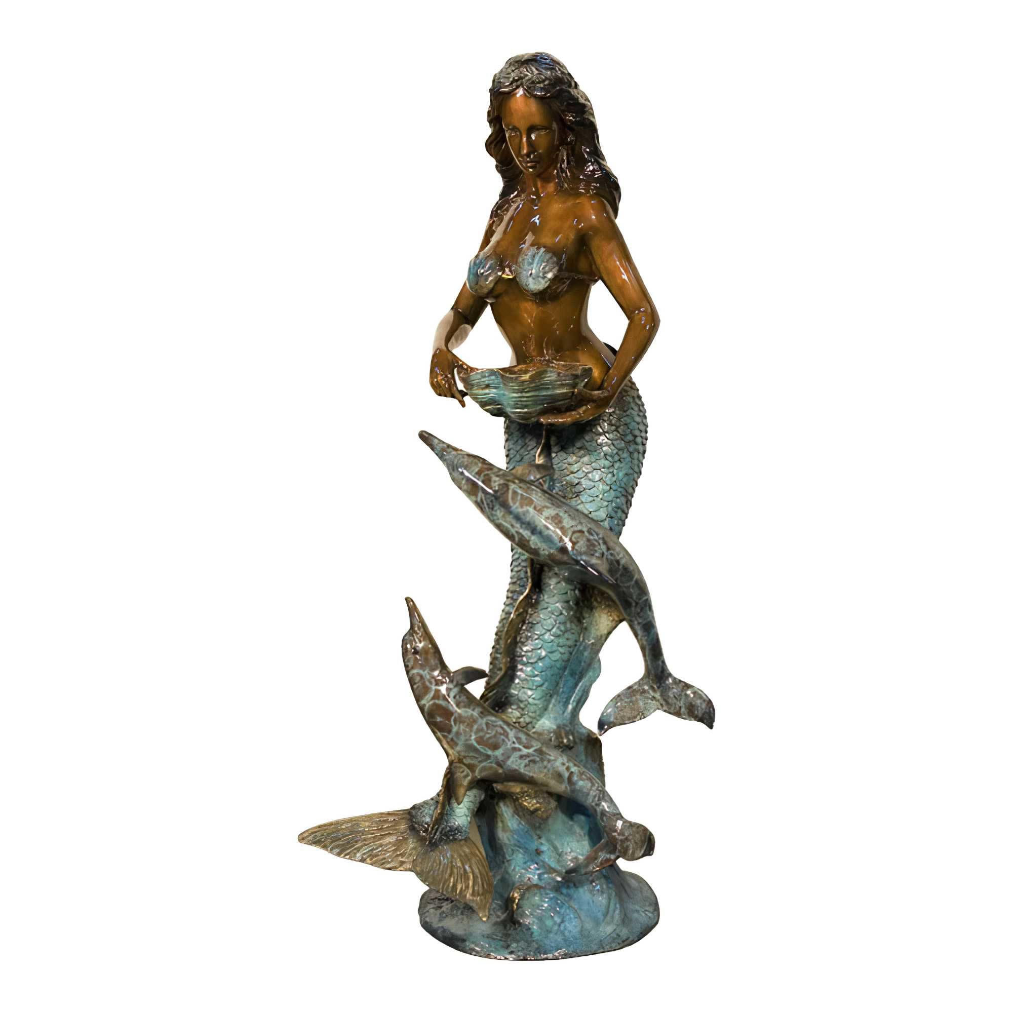 Mermaid with Dolphins- Bronze Fountain