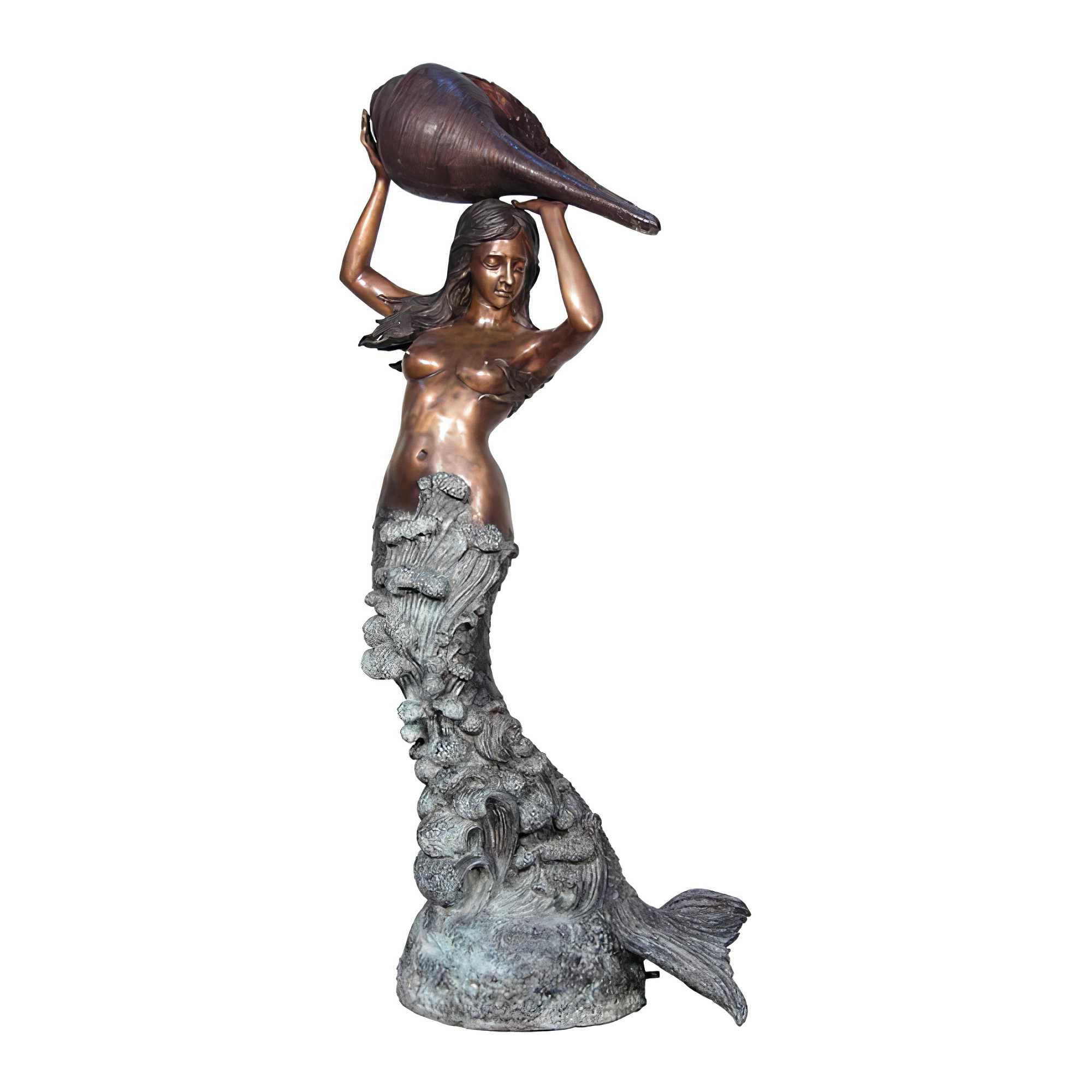 Mermaid Holding Shell Bronze Fountain