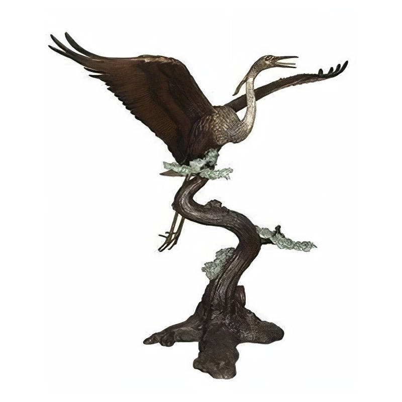 Bronze Crane Taking Flight