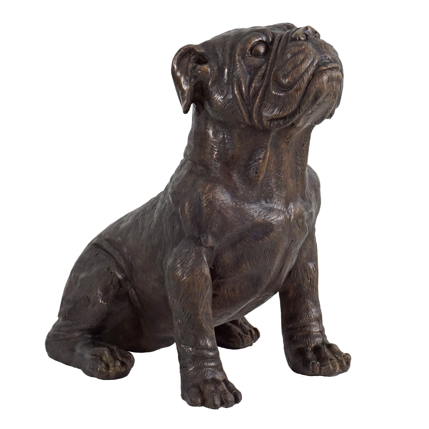 Bronze Sitting Bulldog Statue-15.5"H