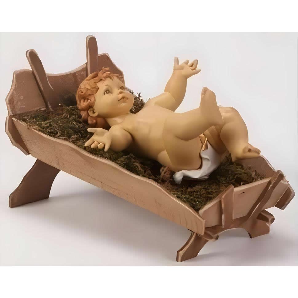Fontanini Gowned Infant/Baby Jesus In Cradle Nativity Figure- 2 Piece