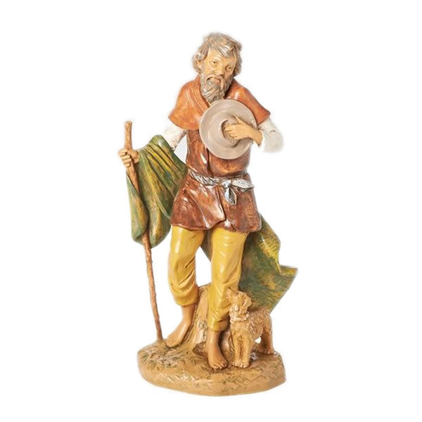 Fontanini Old Man Abraham with Dog Nativity Statue- 12 Inch Scale