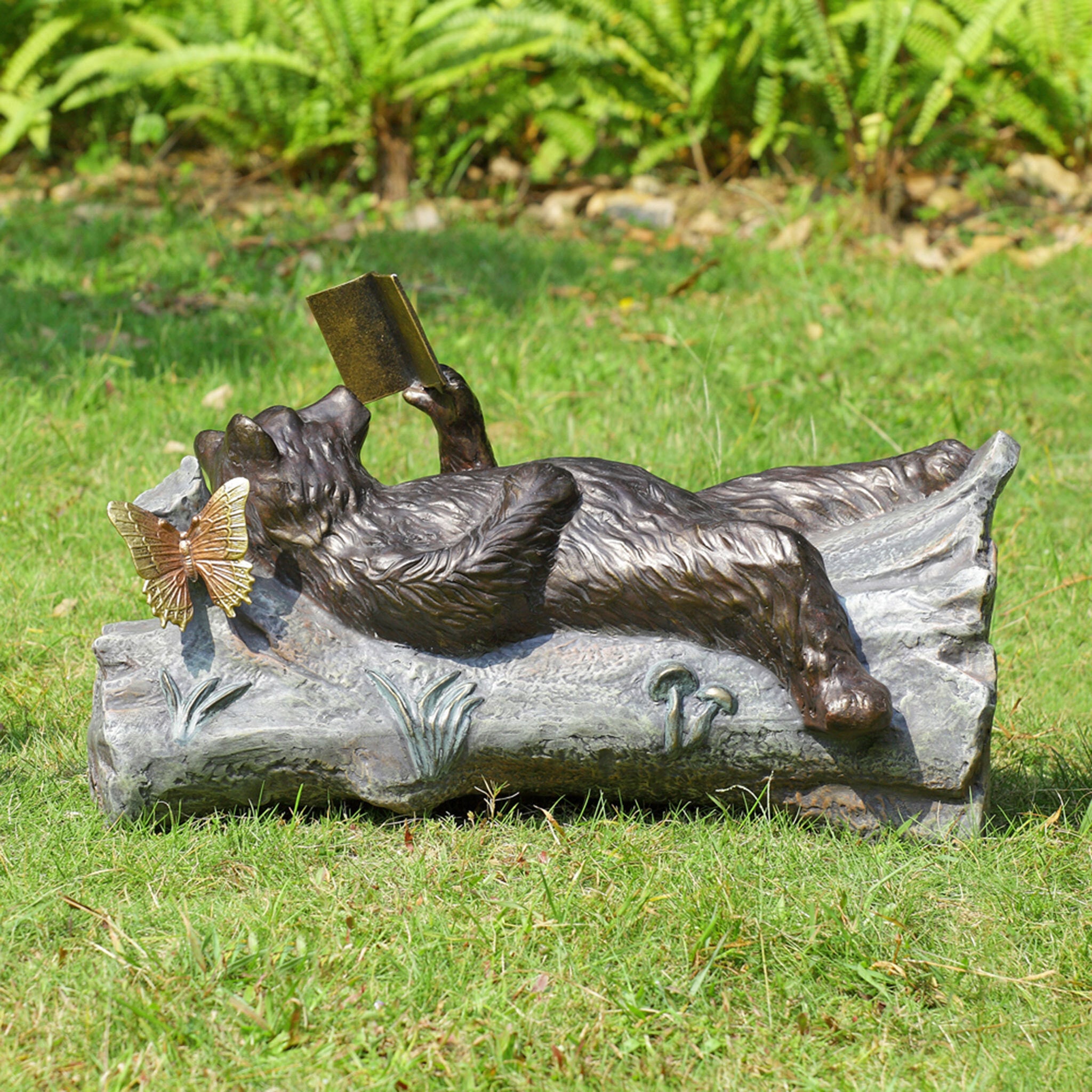 Lazy Reader Bear Garden Sculpture