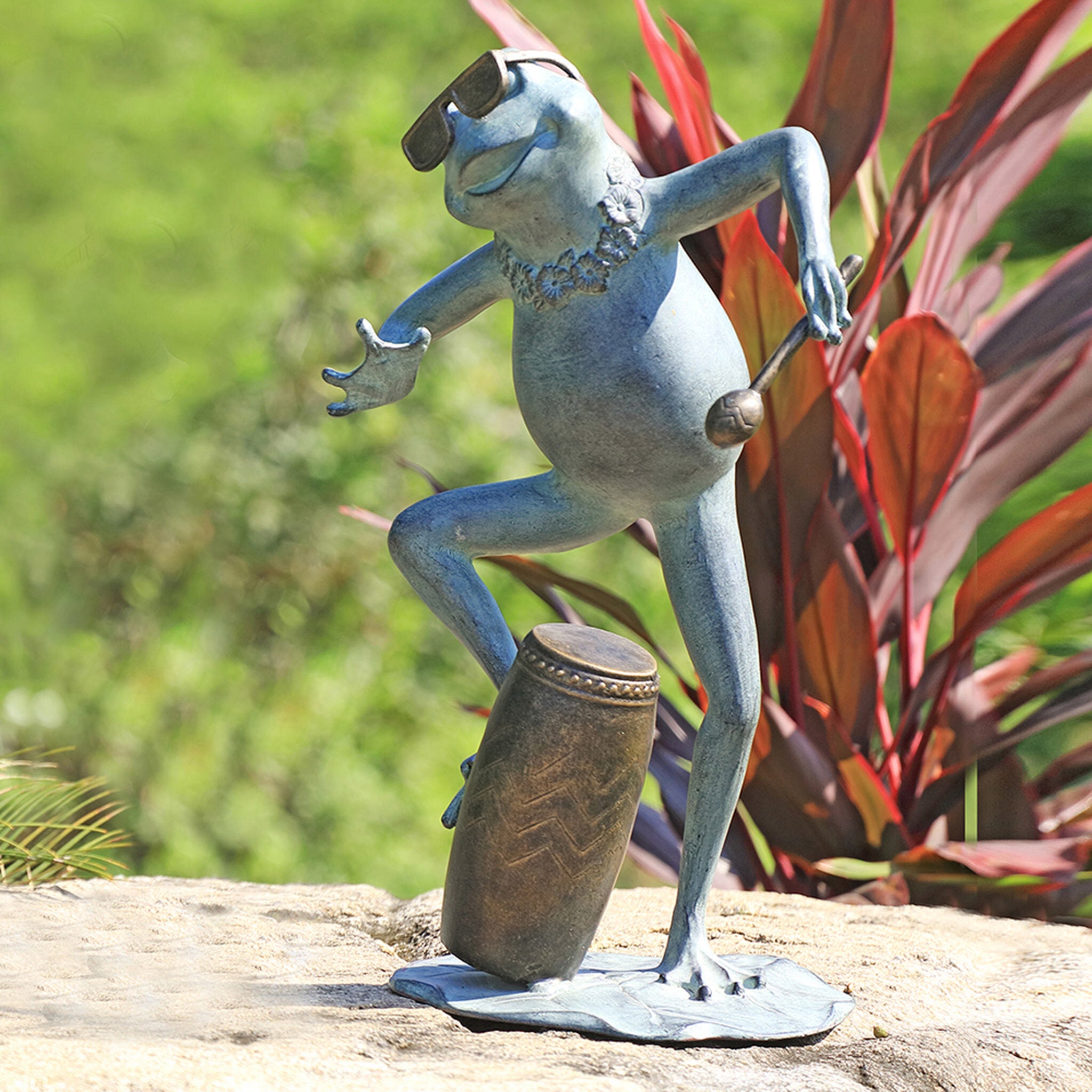 Frog Conga Drummer Garden Sculpture #1