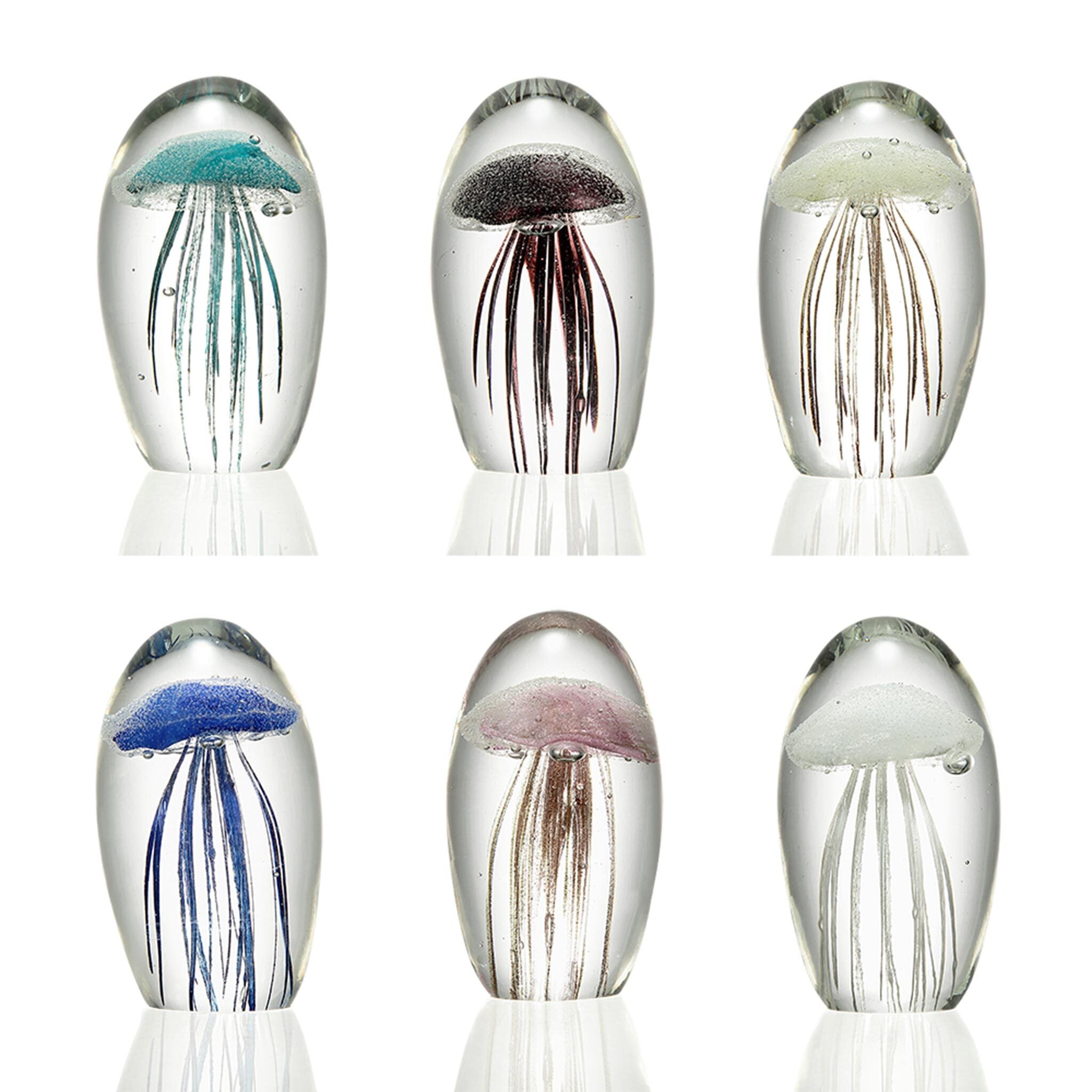 Art Glass Tropical Mini Jellyfish - Set of 6