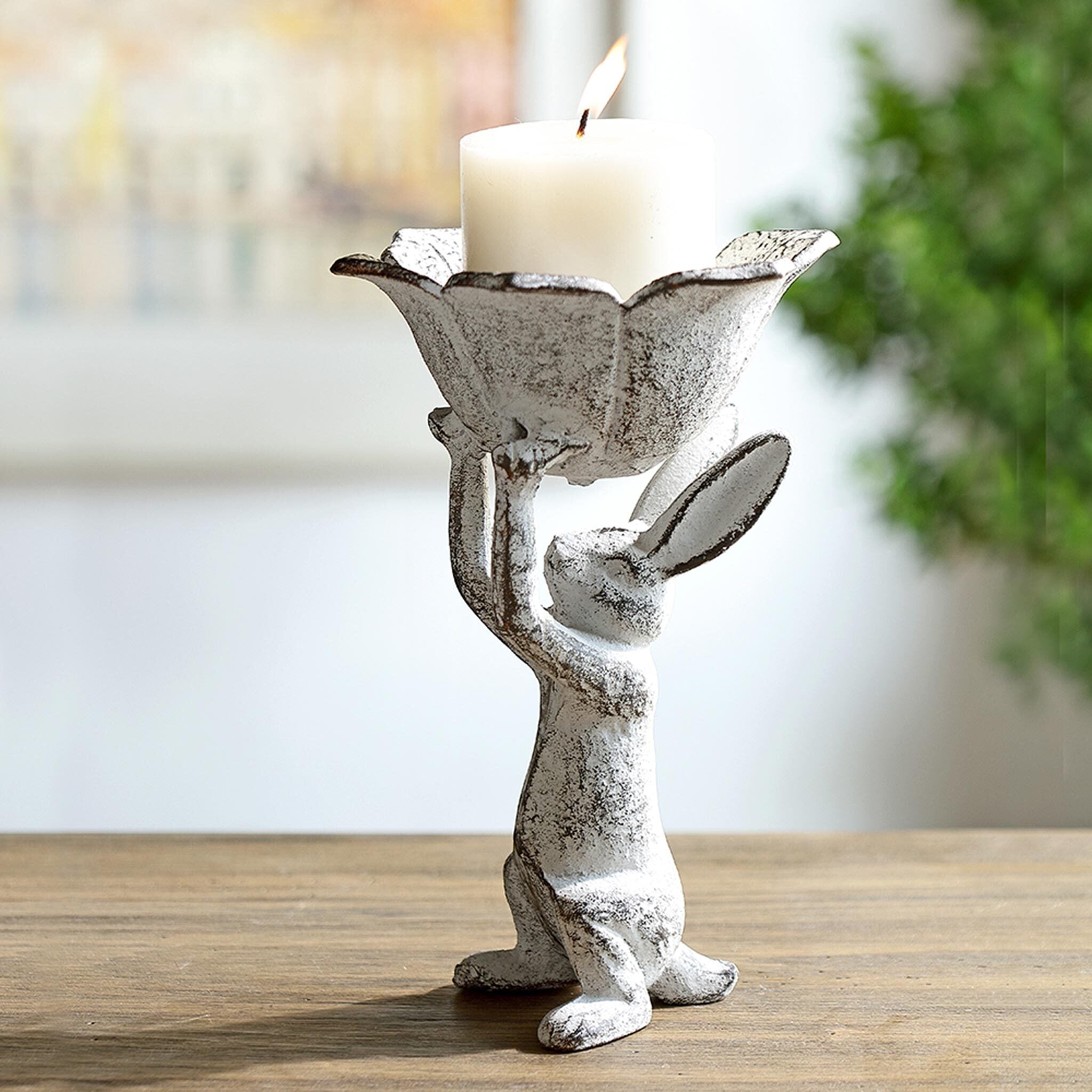 Bunny with Flower Candleholder #2