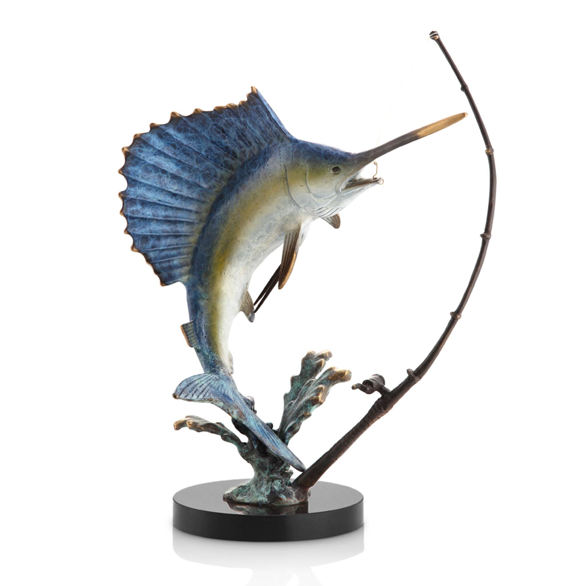 Fighting Sailfish with Tackle Sculpture