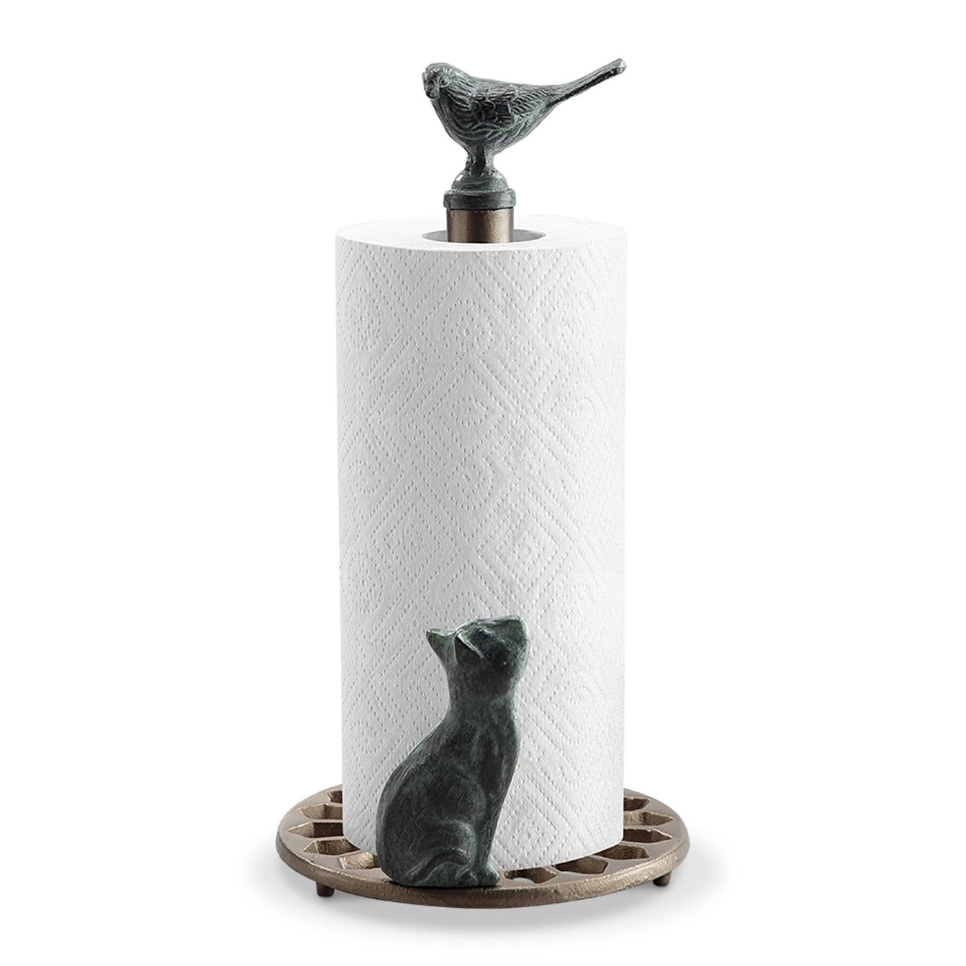 Cat and Bird Paper Towel Holder