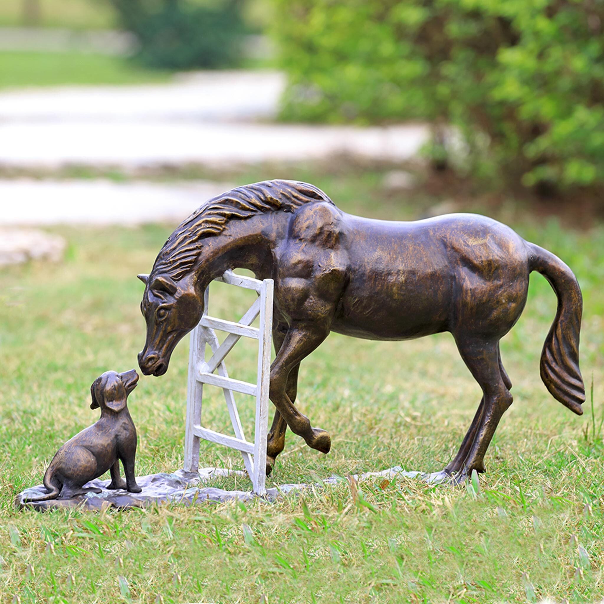 Barnyard Pals (Horse & Dog) Garden Sculpture