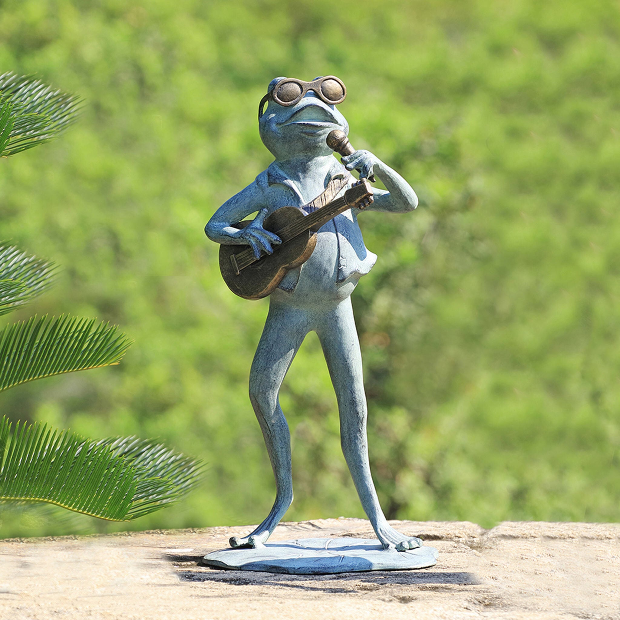 Rock Star Frog Garden Sculpture