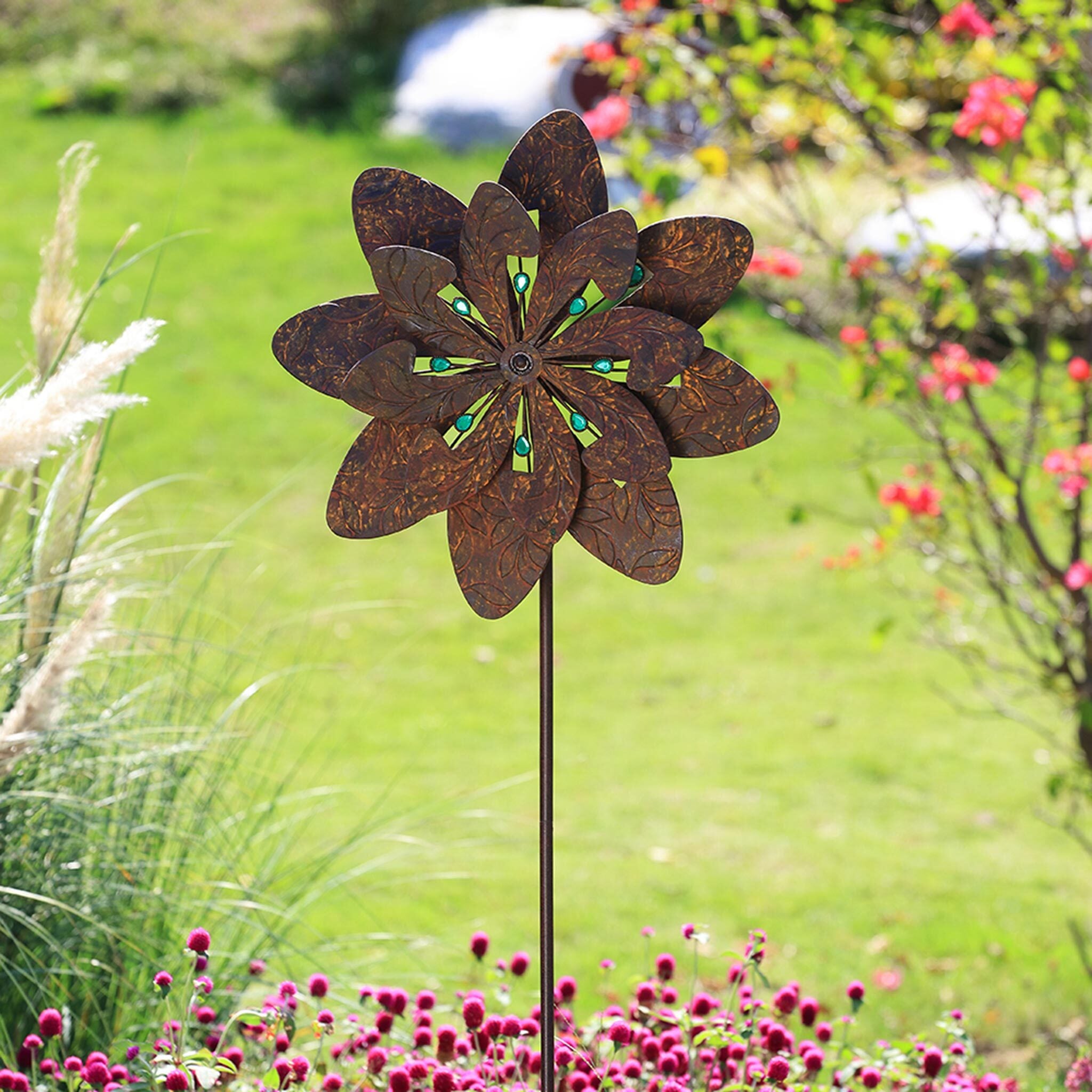 Floral Pinwheel Garden Stake