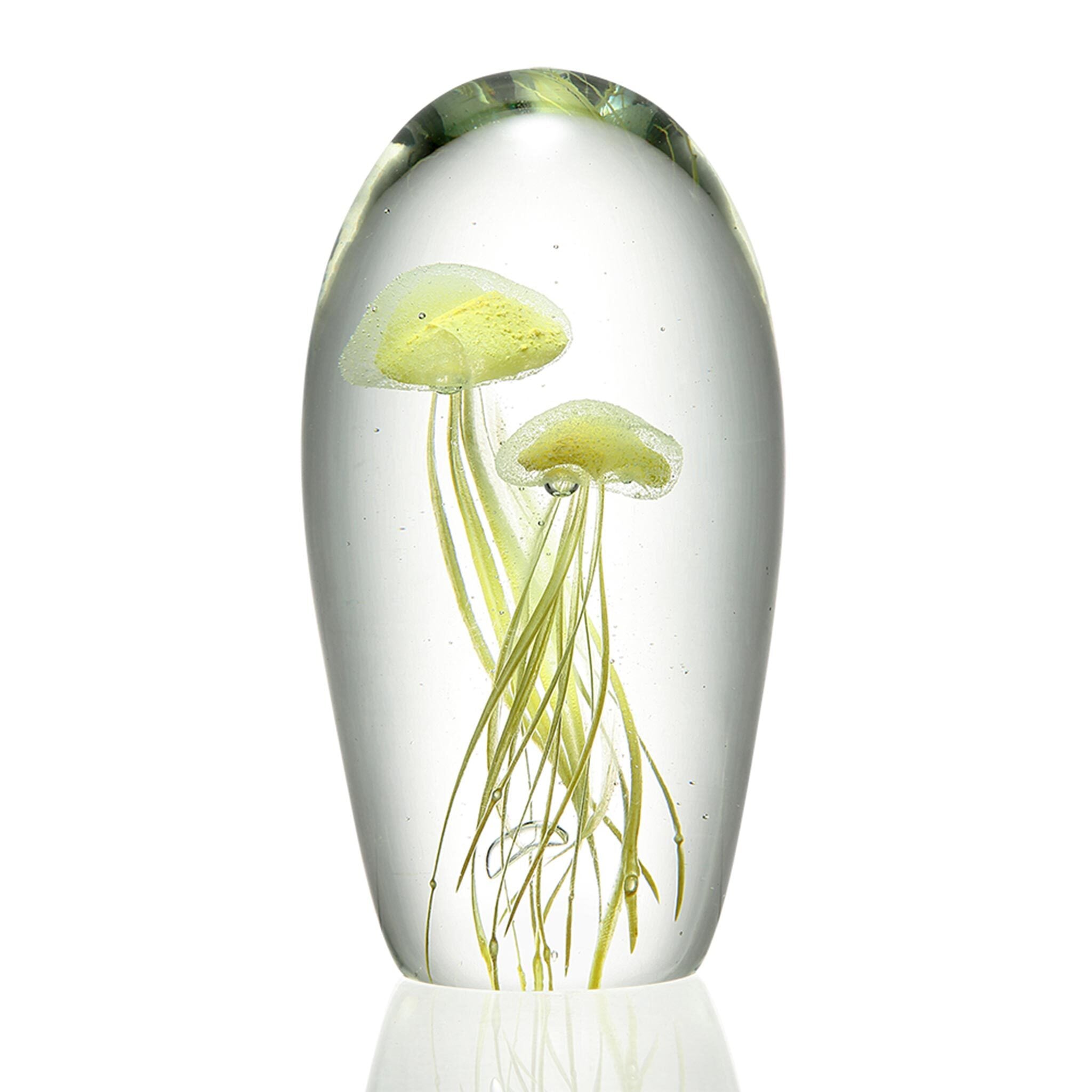 Art Glass Yellow Jellyfish Duo- 6 inch