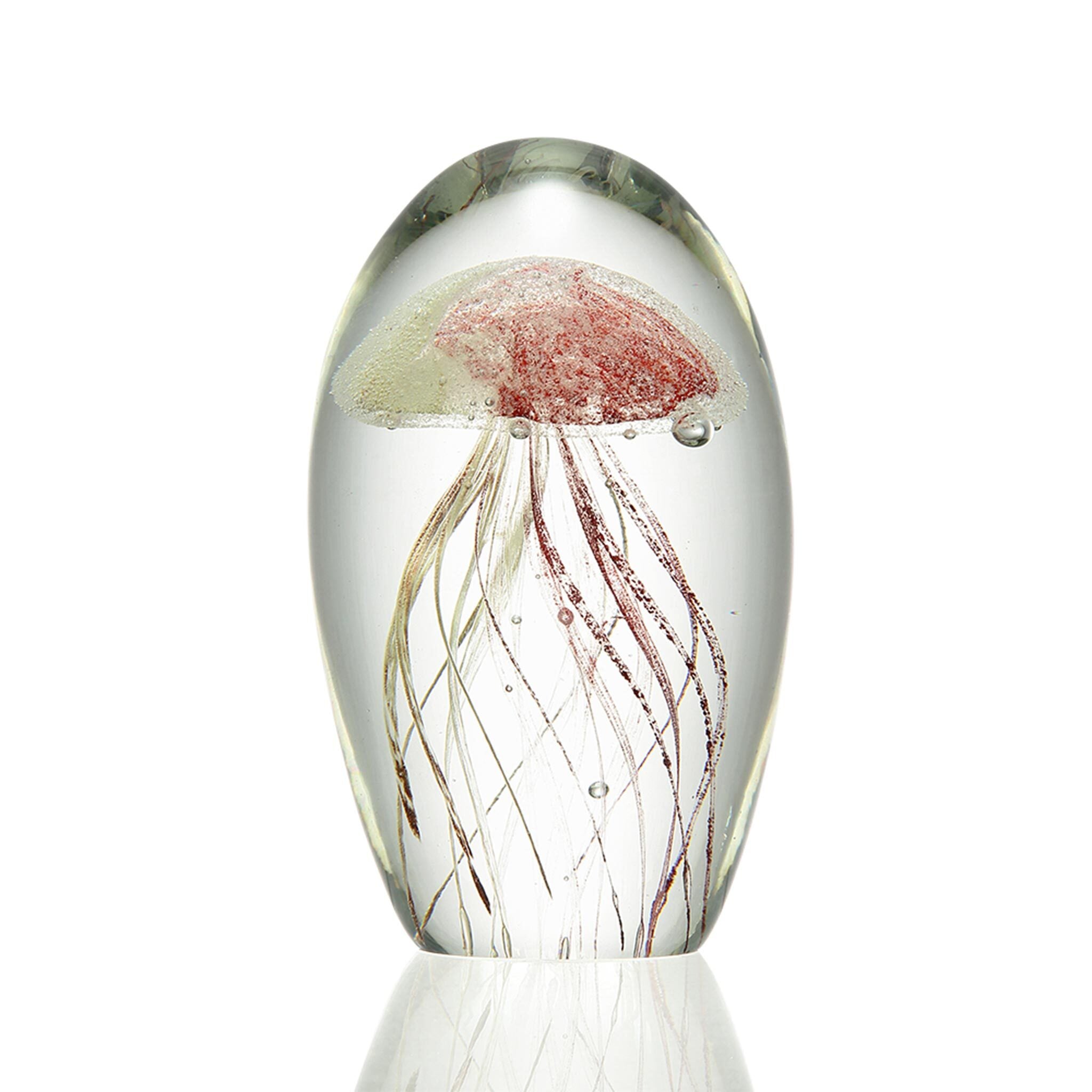 Art Glass Red and White Jellyfish- 5 inch