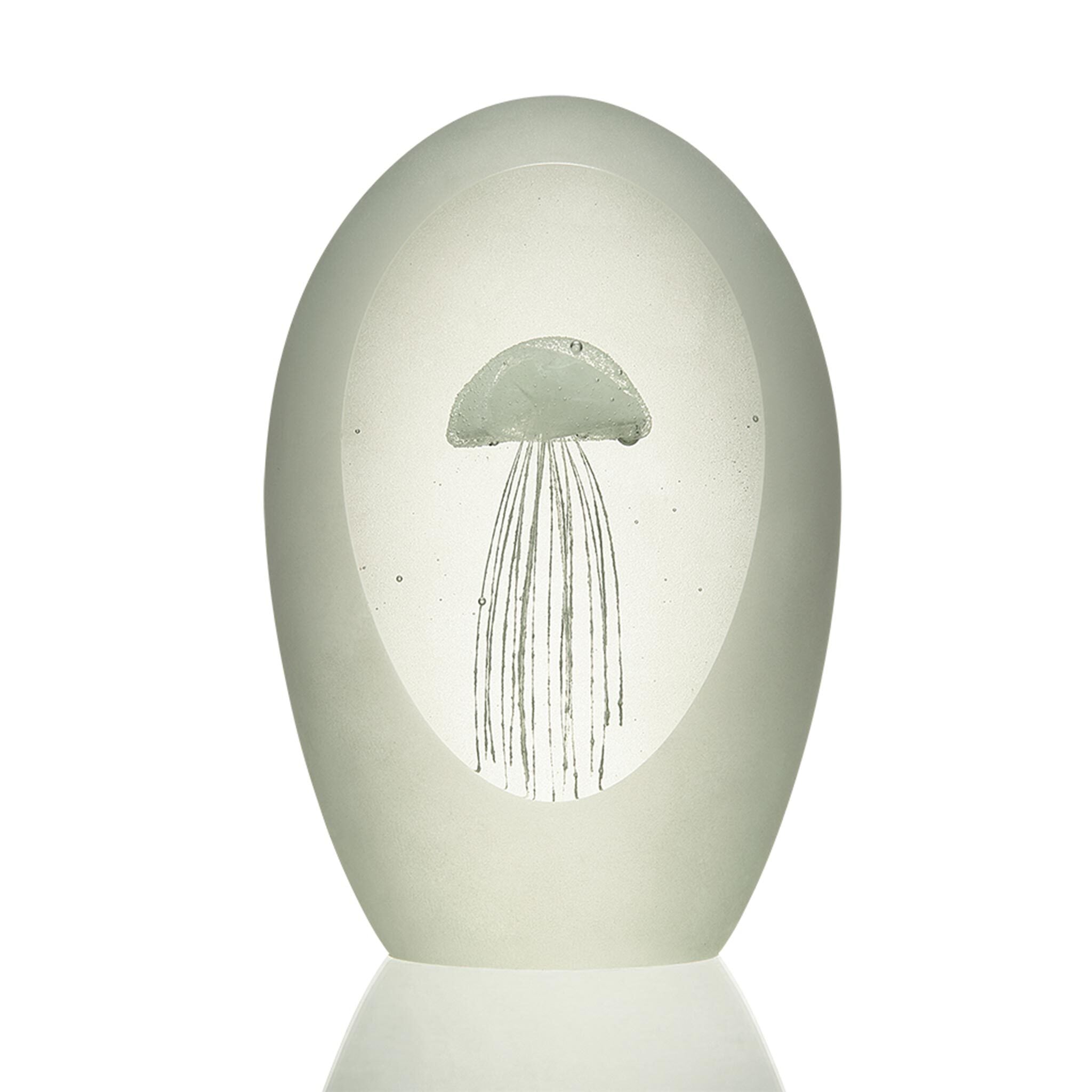 Art Glass White Jellyfish with White Background 5 inch