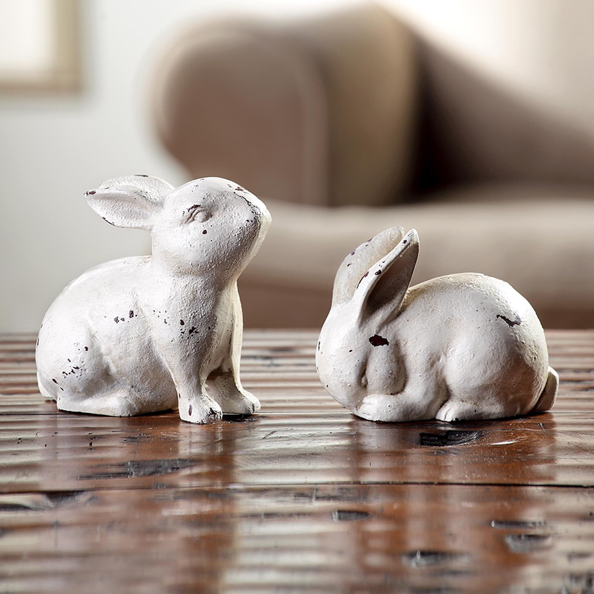 White Rabbit Pair Figurines