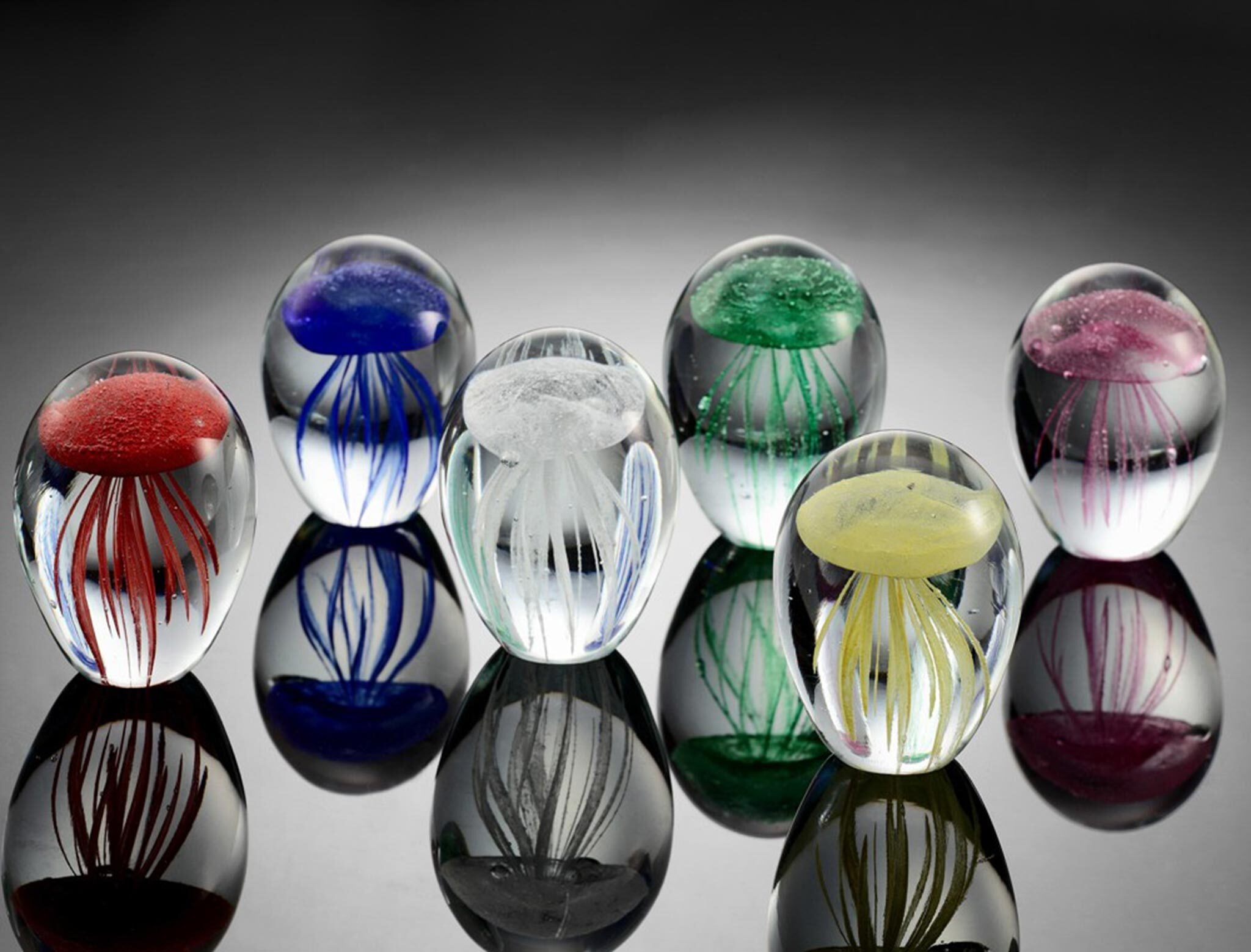 Assorted Glass Mini Jellyfish Set, Glow in the Dark