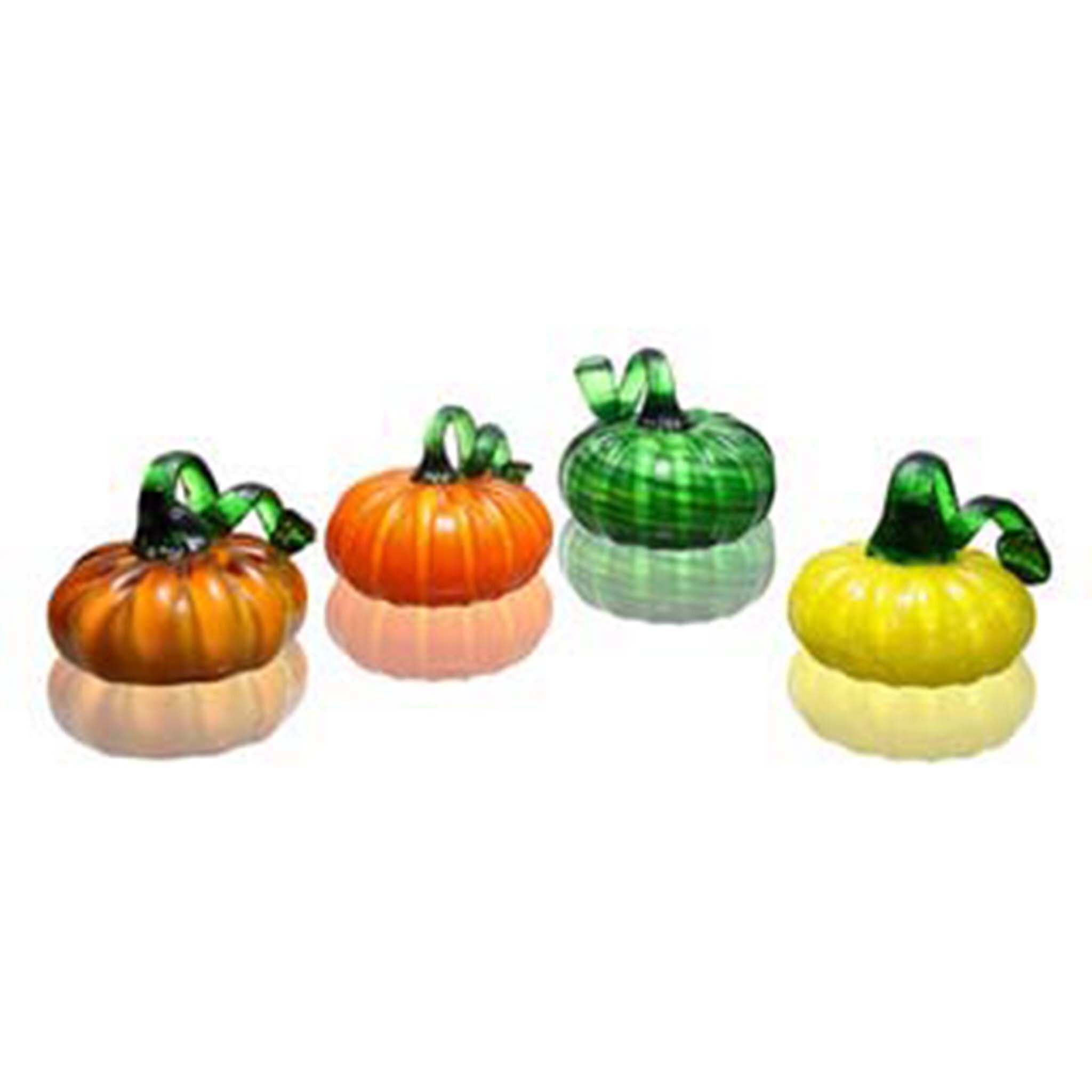 Art Glass Carnival Pumpkins, Set of 4
