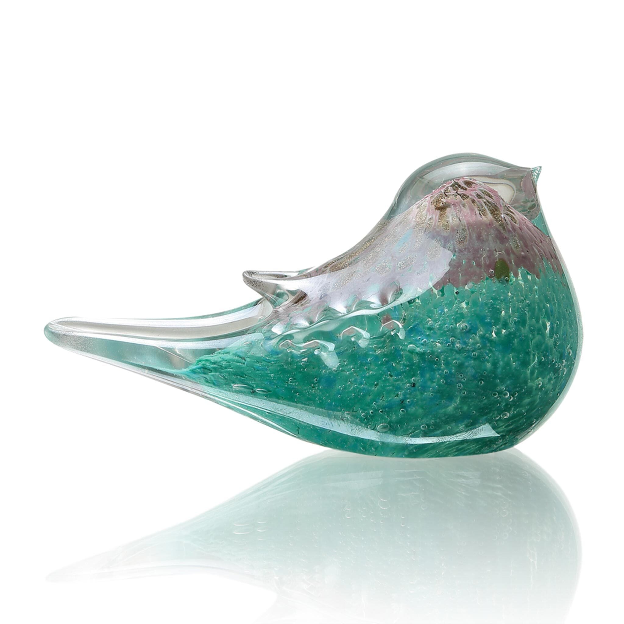 Art Glass Silver and Blue Bird