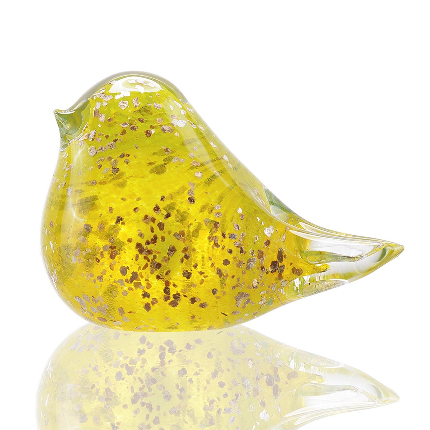 Art Glass Yellow Speckled Bird Figurine