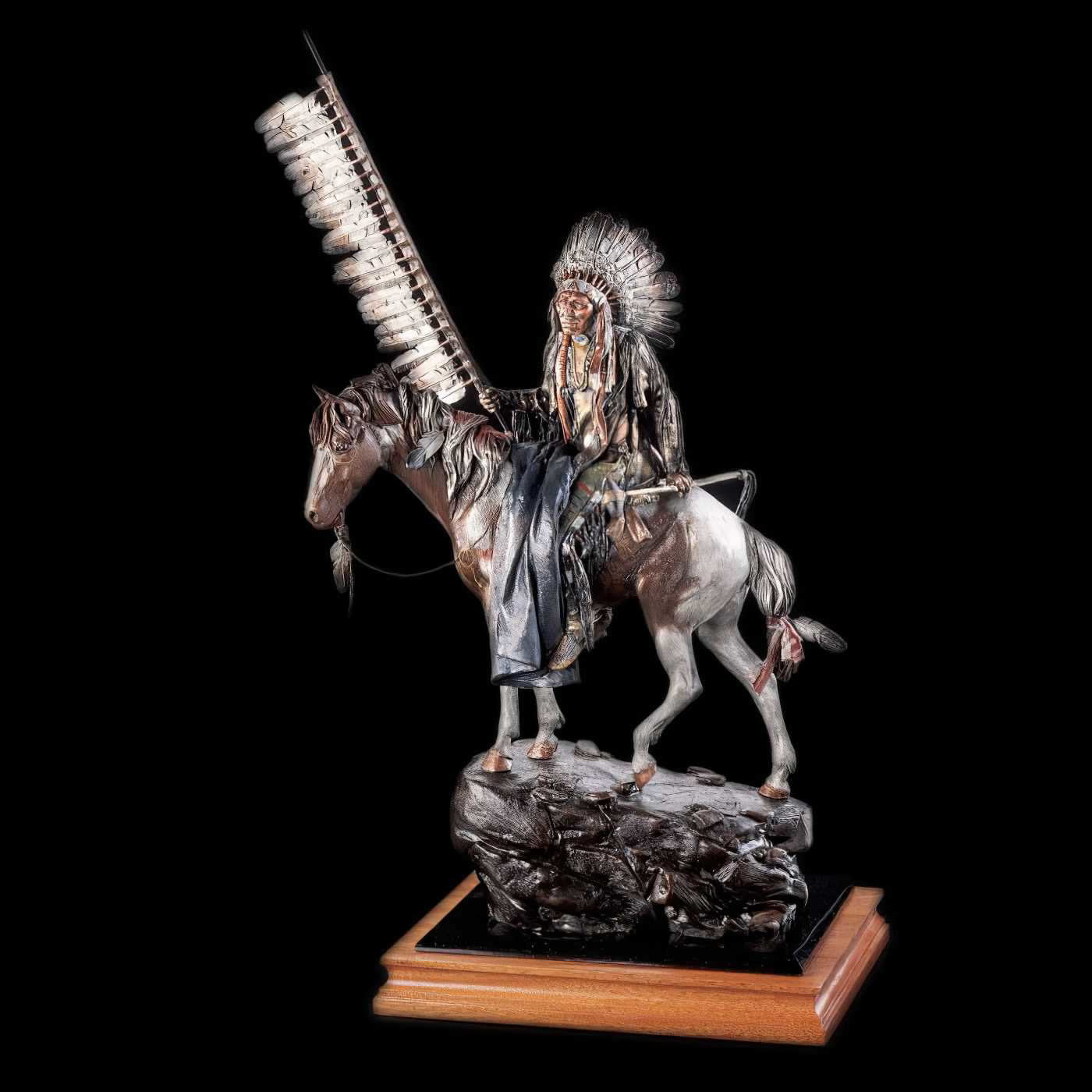 On Wings of Eagles- Sioux Warrior Sculpture