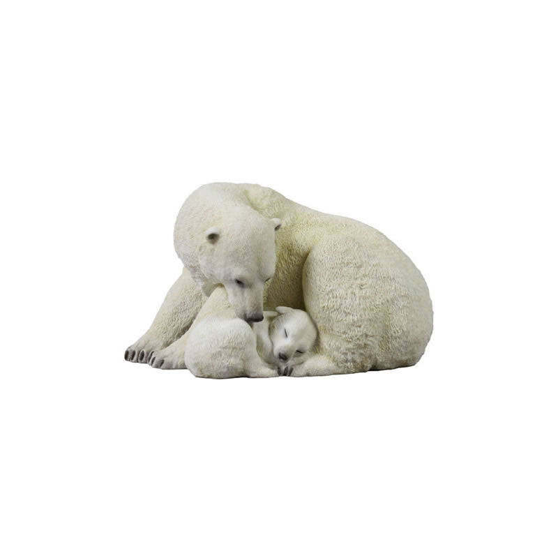 Polar Bear Cub Cuddling With Mother Statue