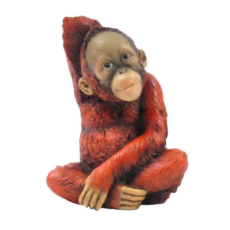 Baby Orangutan Scratching Back Figurine