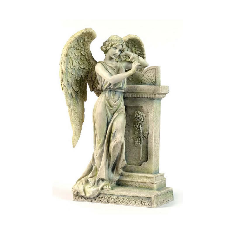 Angel Leaning On Tombstone Statue