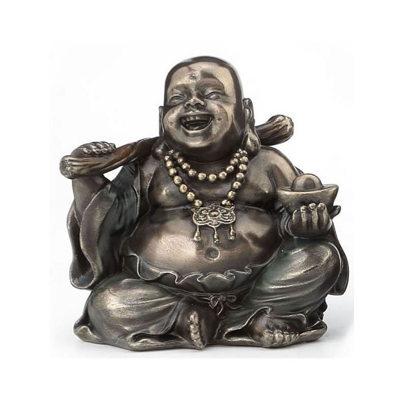 Laughing Buddha (Budai) Figurine - Holding Yuanbao And Ruyi #2