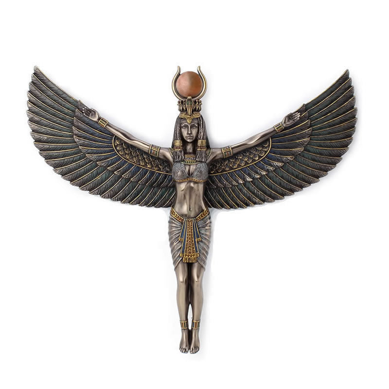 Egyptian Goddess Isis Spreading Wings Wall Plaque