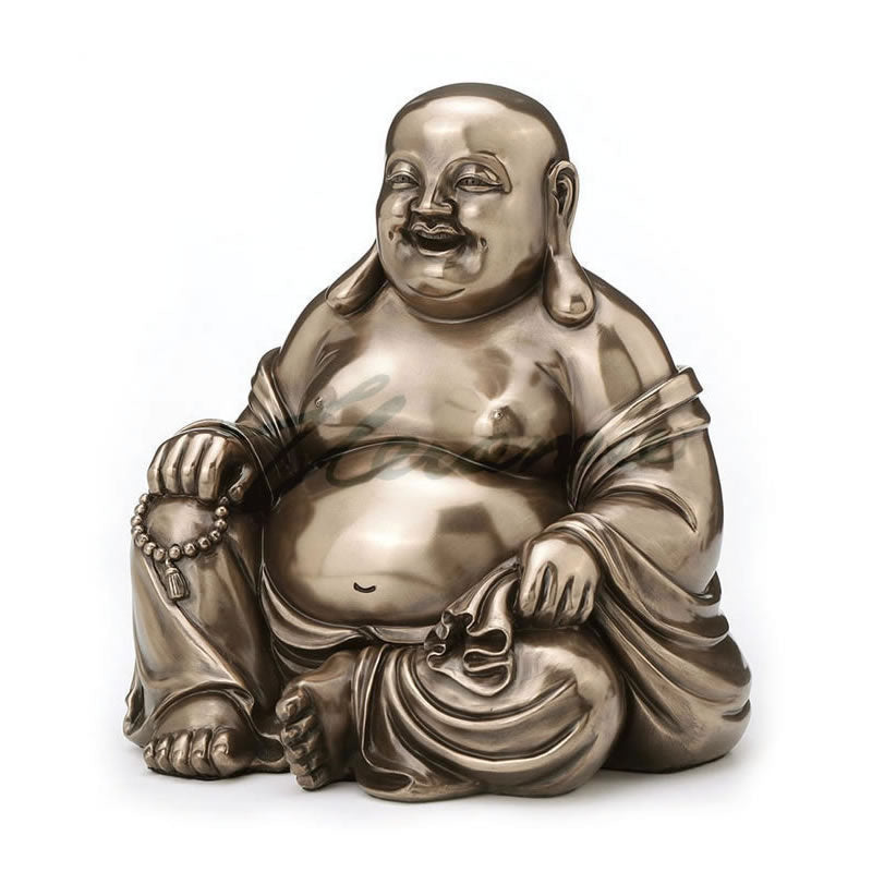 Laughing Buddha (Budai) Statue Holding Beads And Bag