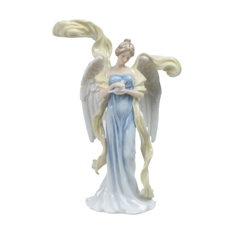 Peaceful Angel with Resting Dove Sculpture