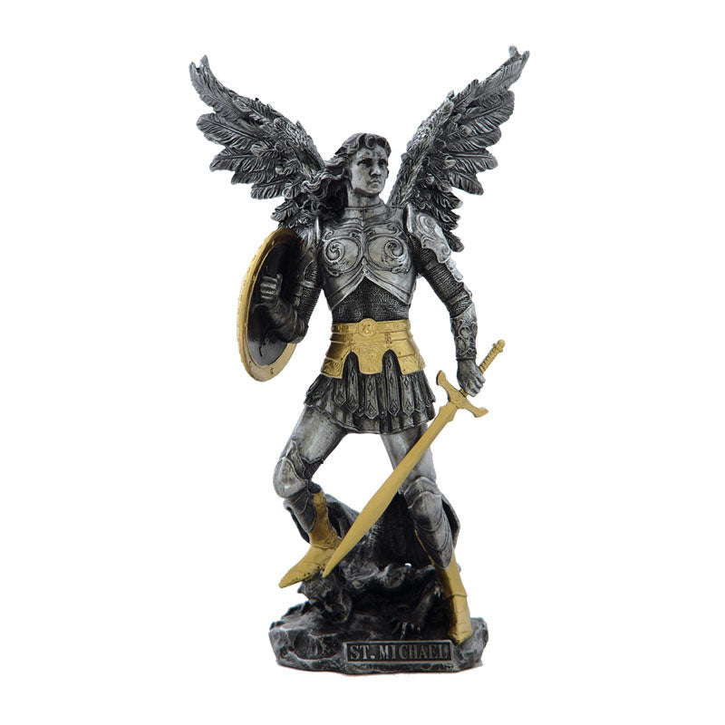 Saint Michael Statue- Pewter and Gold