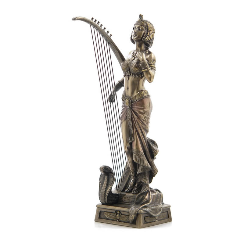 Cleopatra With Egyptian Harp Sculpture