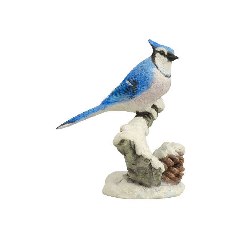 Blue Jay on Snowy Pinecone Figurine