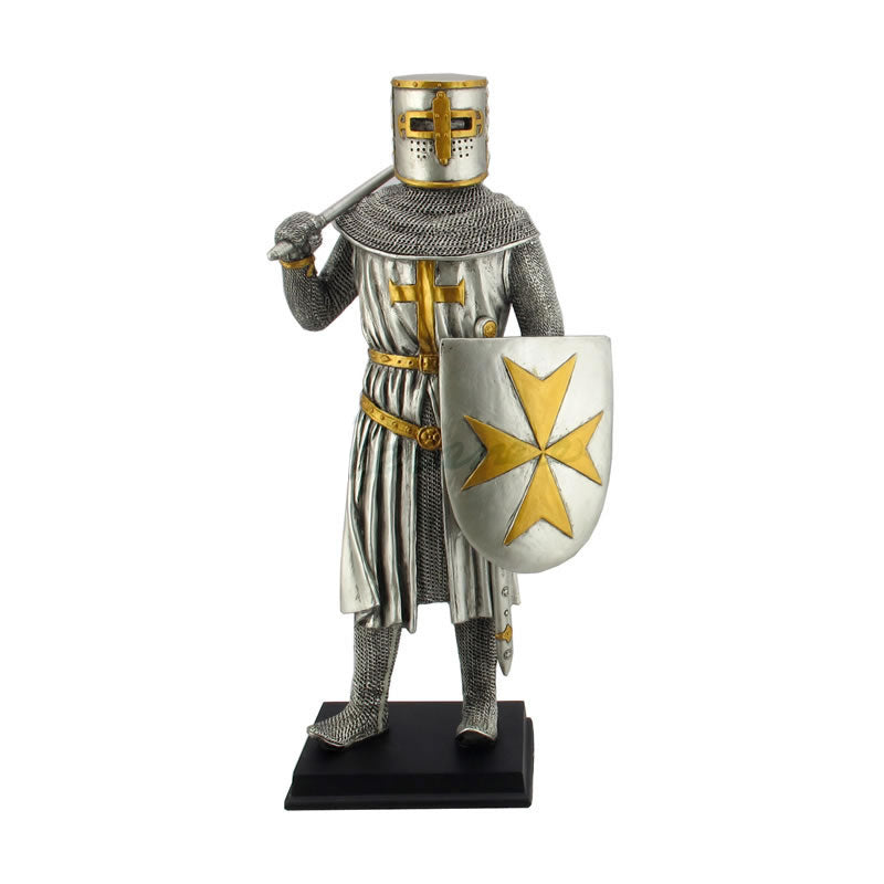 Armor Crusader With Axe/Shield/Maltese Cross Statue
