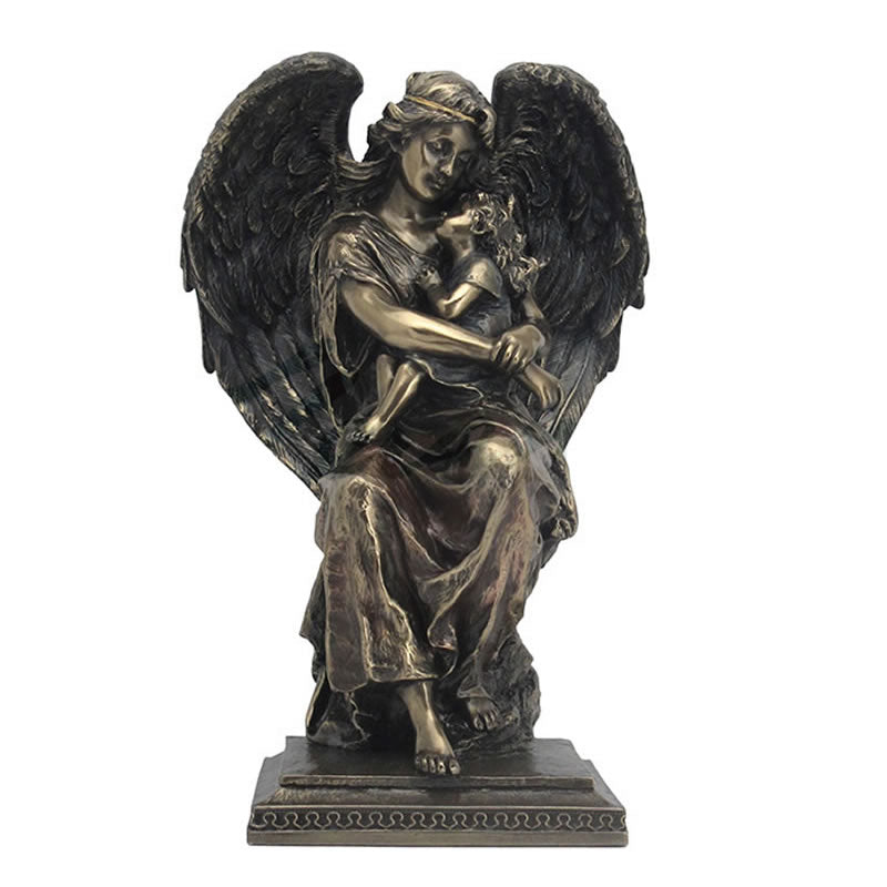 Guardian Angel Holding Little Girl Statue