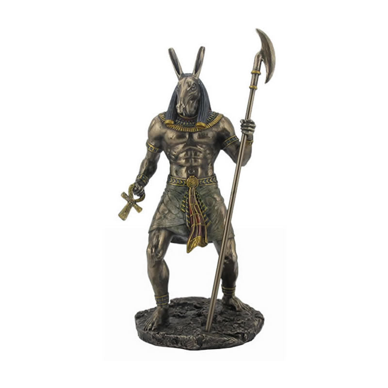 Anubis Holding Ankh And Was Scepter Statue