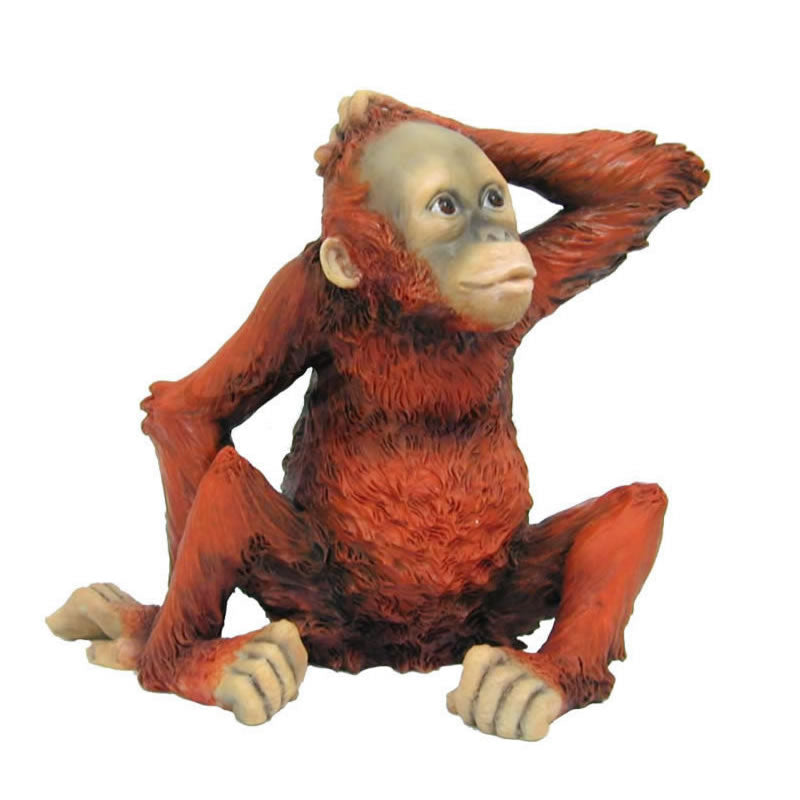 Baby Orangutan Scratching Head Figurine