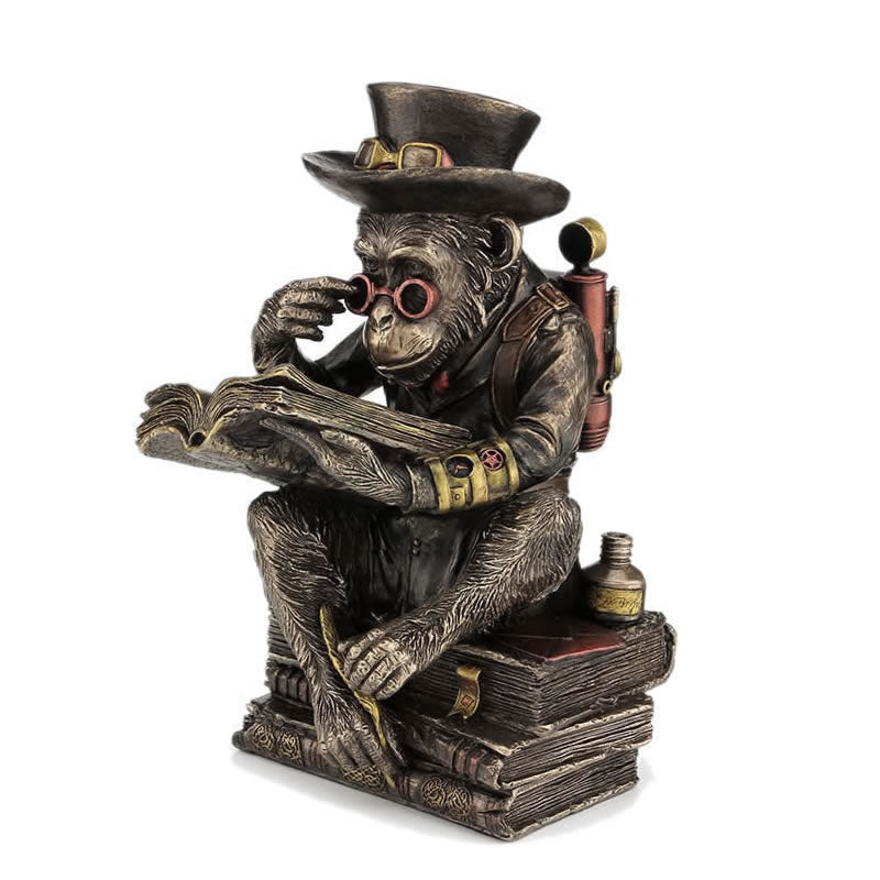 Steampunk Scholar Chimpanzee Statue