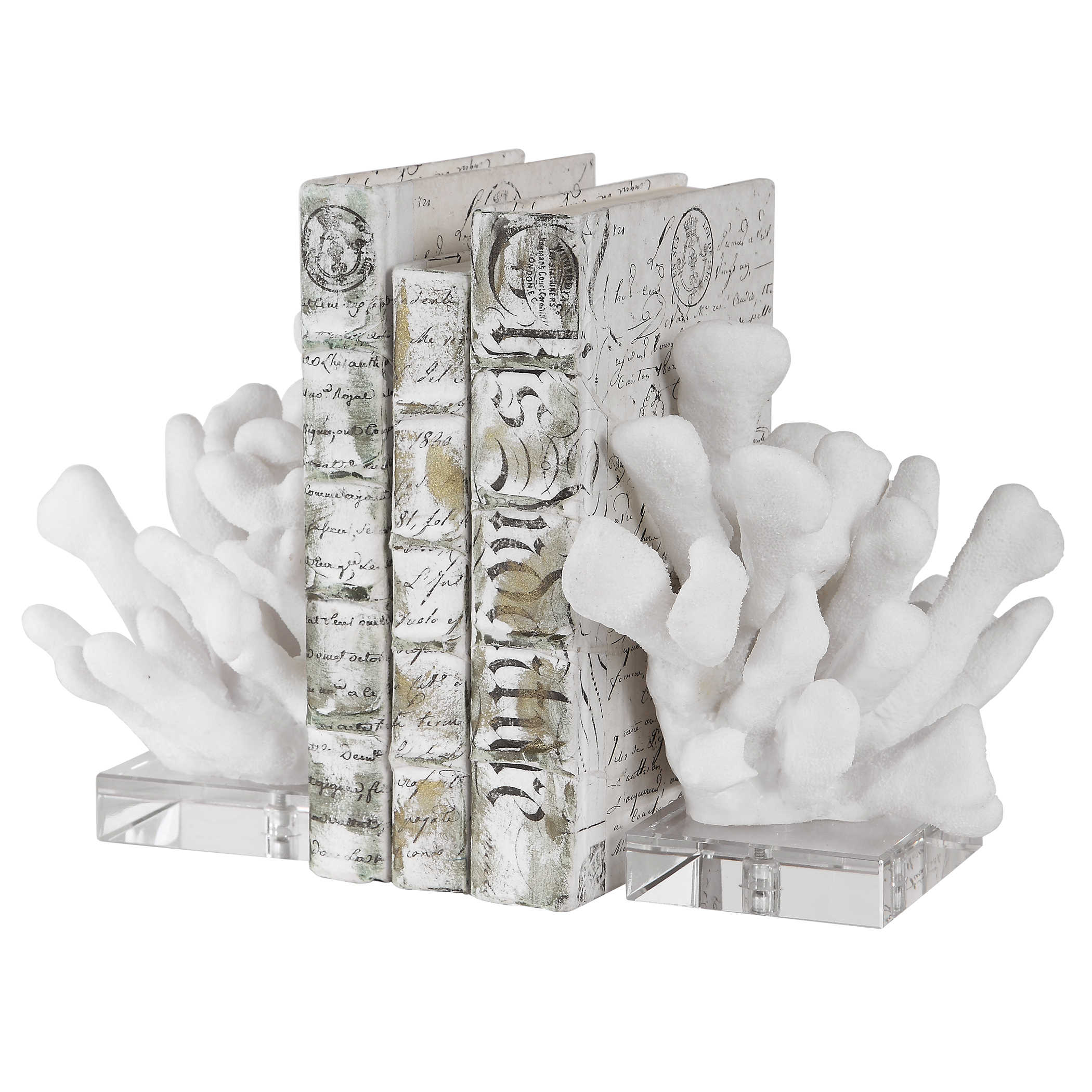 Charbel White Coral Bookends, Set/2 #3