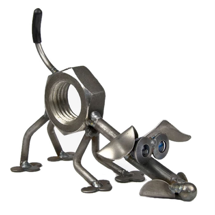 Baby Nuts- Metal Sniffing Dog Statue
