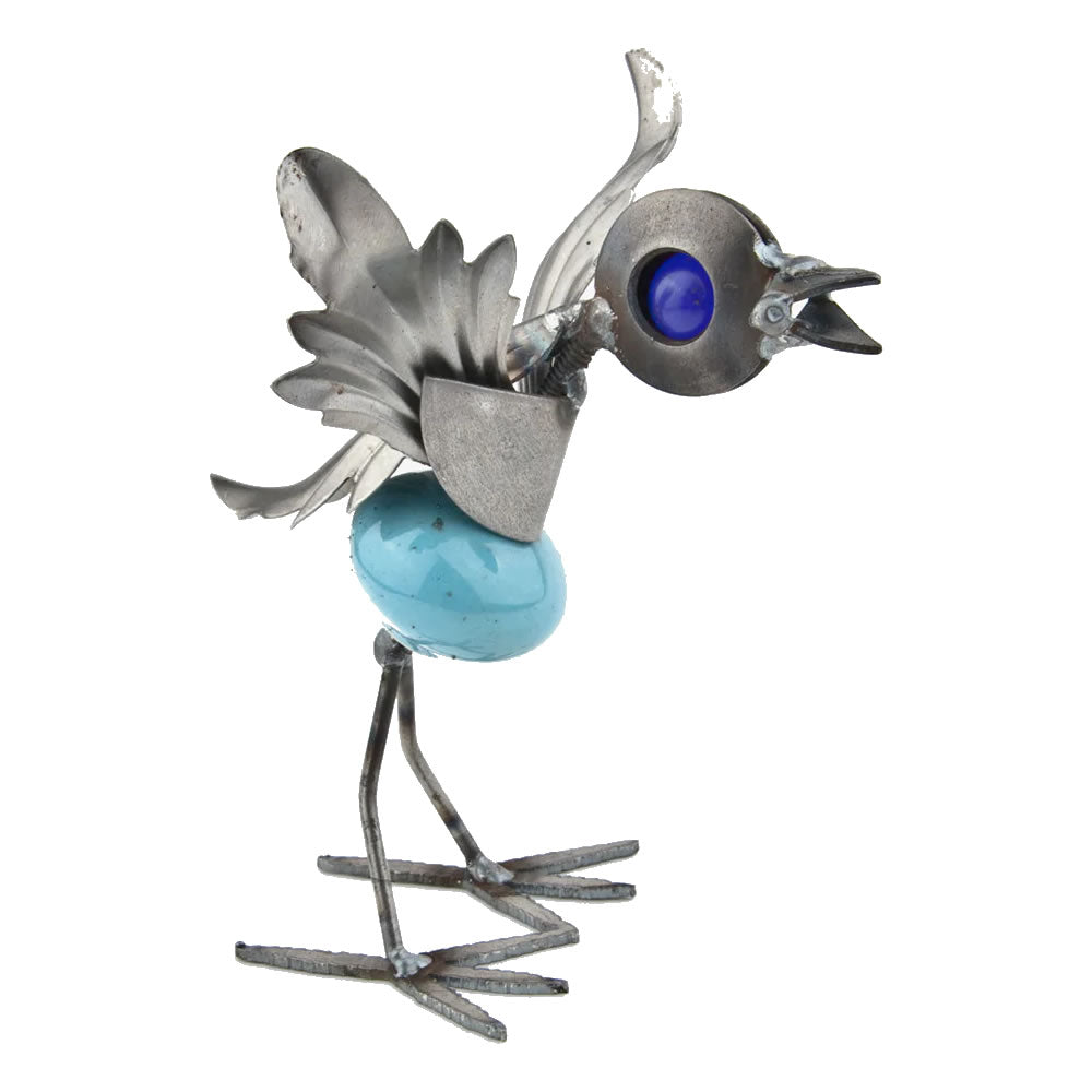 Metal Blue Bird Sculpture