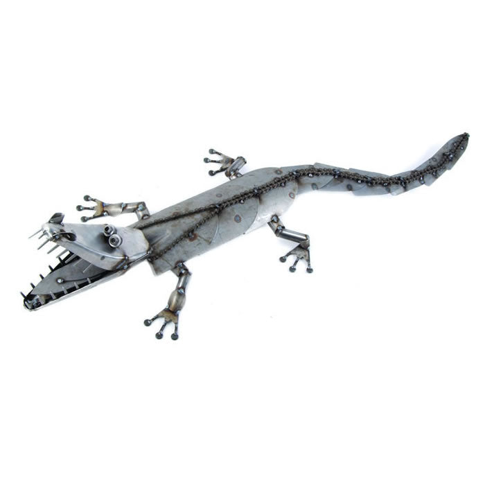 Metal Alligator Sculpture